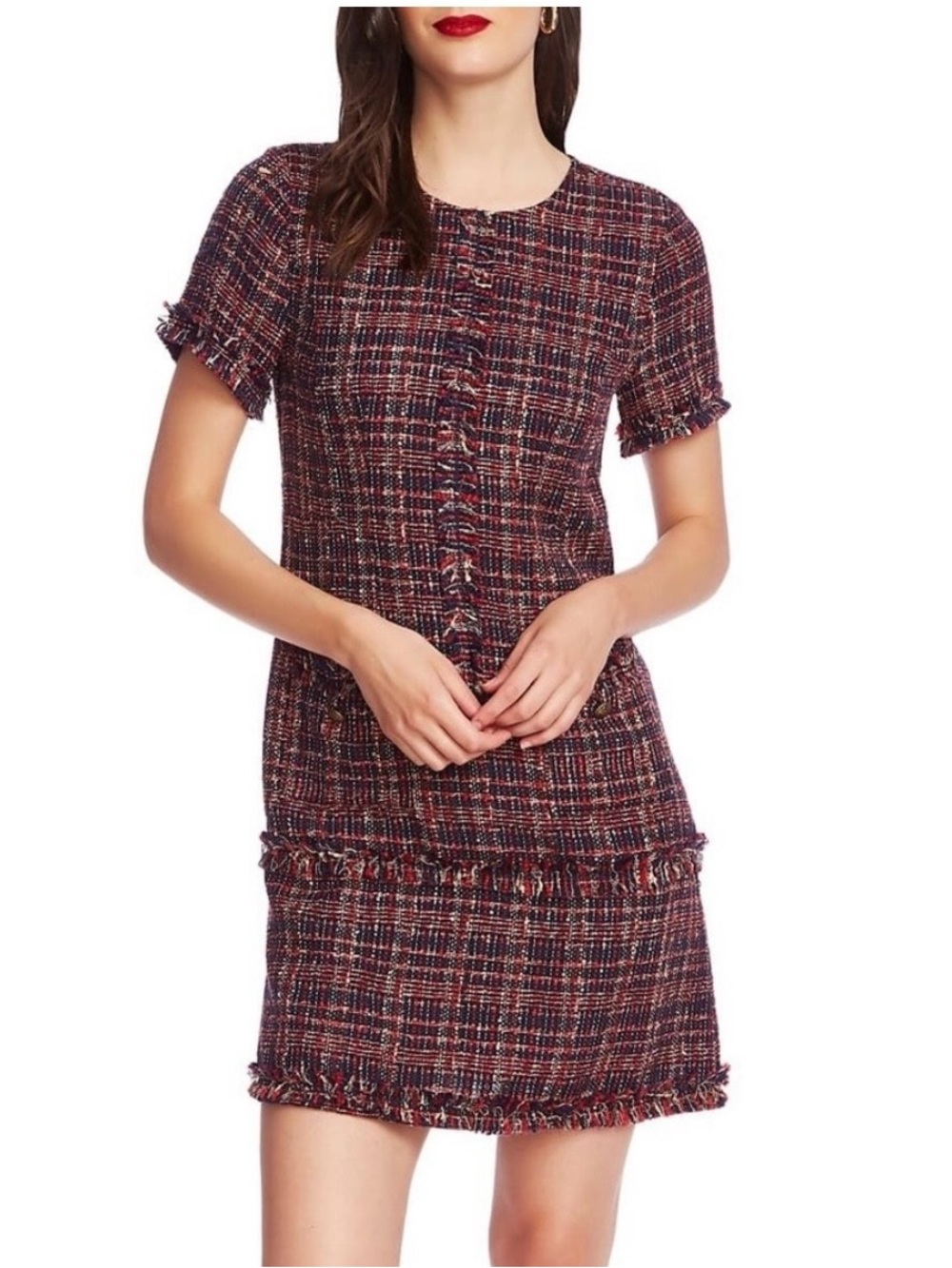 COURT & ROWE Navy and Pink Tweed Mini Dress Size 8